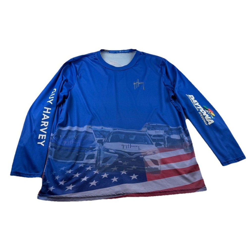NASCAR Guy Harvey X Dayton 500 Long Sleeve T Shirt Men's Size 2XL Blue